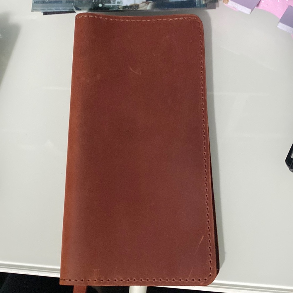Brown leather planner cover
